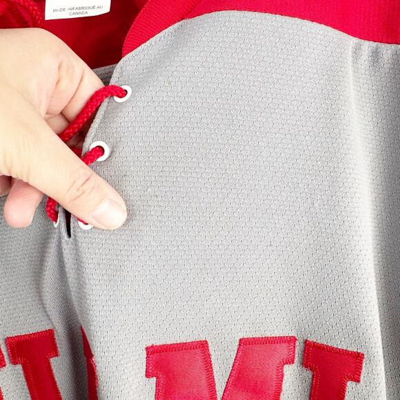 University of Miami Ohio OH Redhawks Hockey Jersey Gray Red NCHC Adult Small S - Picture 9 of 16